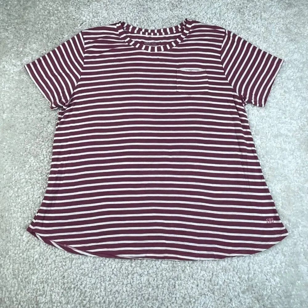 Albion Fit Striped Tee Burgundy White